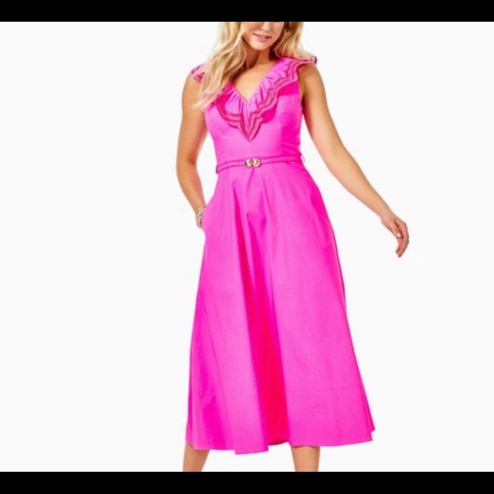 💖 NWT Gorgeous Razz Berry Lily Pulitzer Carine Stretch Midi Size 4 💕